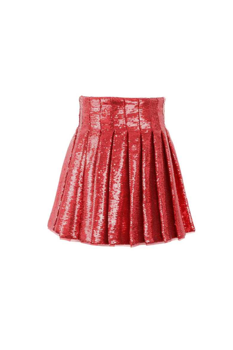 Scarlet Pleated Shimmer Skirt, Main, color, Red