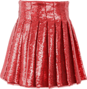 Lola + The Boys Scarlet Pleated Shimmer Skirt