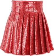 Lola + The Boys Scarlet Pleated Shimmer Skirt