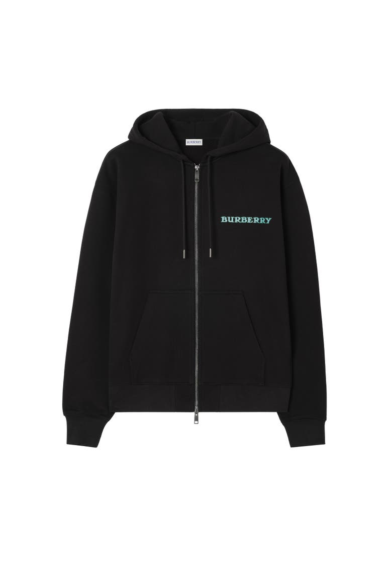 Heritage Logo Cotton Zip Hoodie, Alternate, color, Black