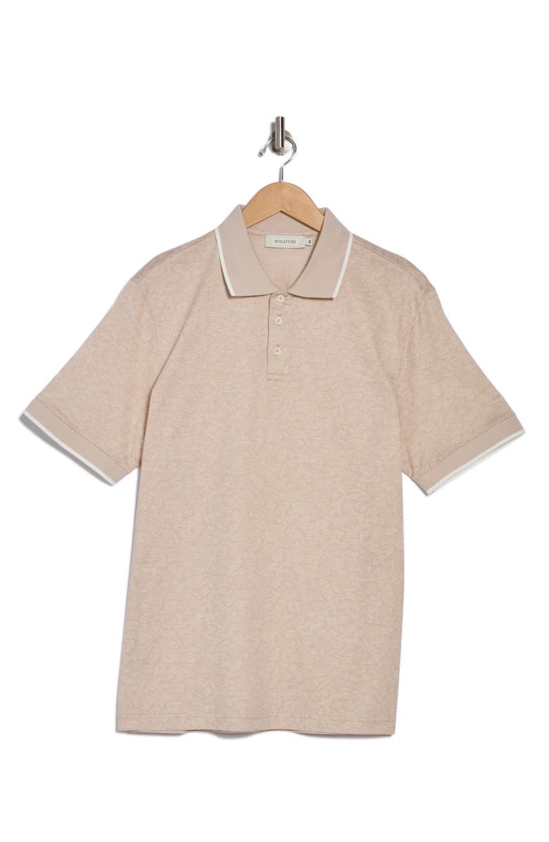 Bugatchi Floral Cotton & Linen Jacquard Polo, Alternate, color, 