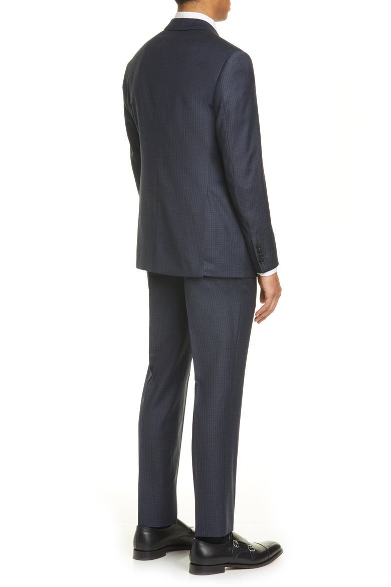 G Line Trim Fit Check Wool Suit, Alternate, color, NAVY