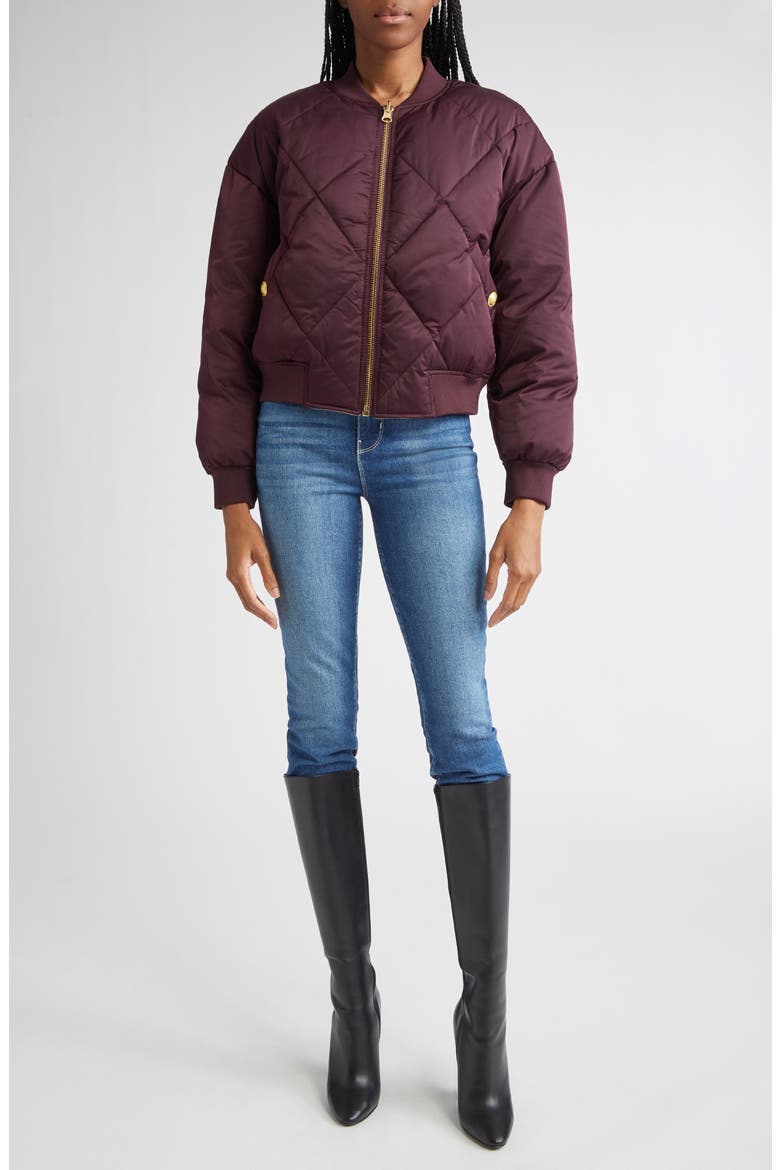 Violeta Reversible Bomber Jacket, Alternate, color, WINE/ HERRINGBONE