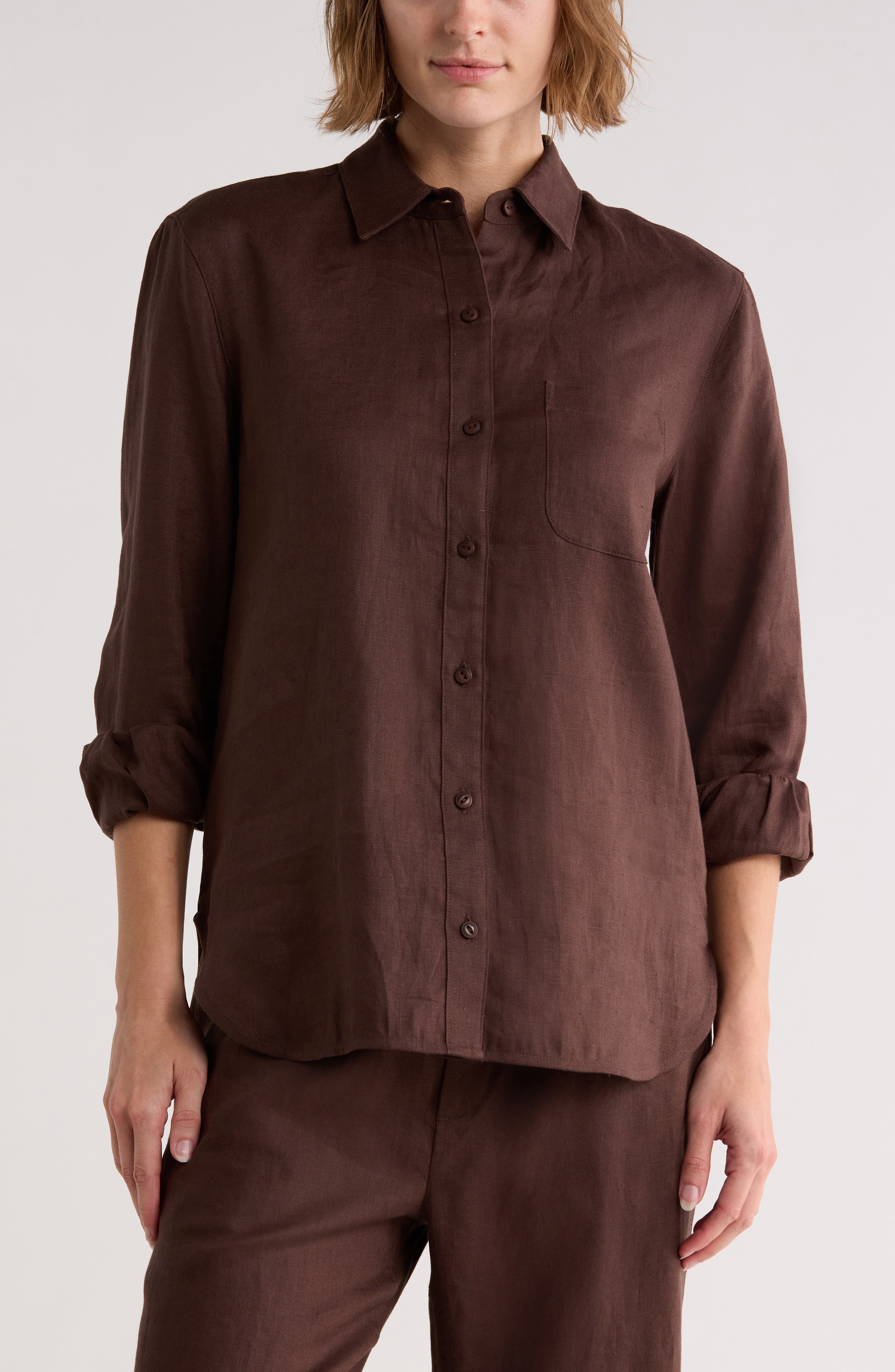 rag & bone Max Long Sleeve Linen Button-Up Shirt