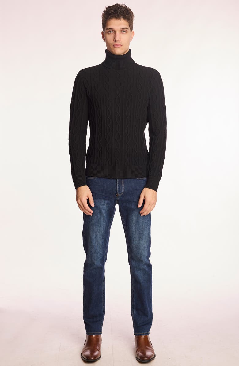 PAISLEY & GRAY Cable Stitch Turtleneck Sweater, Alternate, color, Nightfall