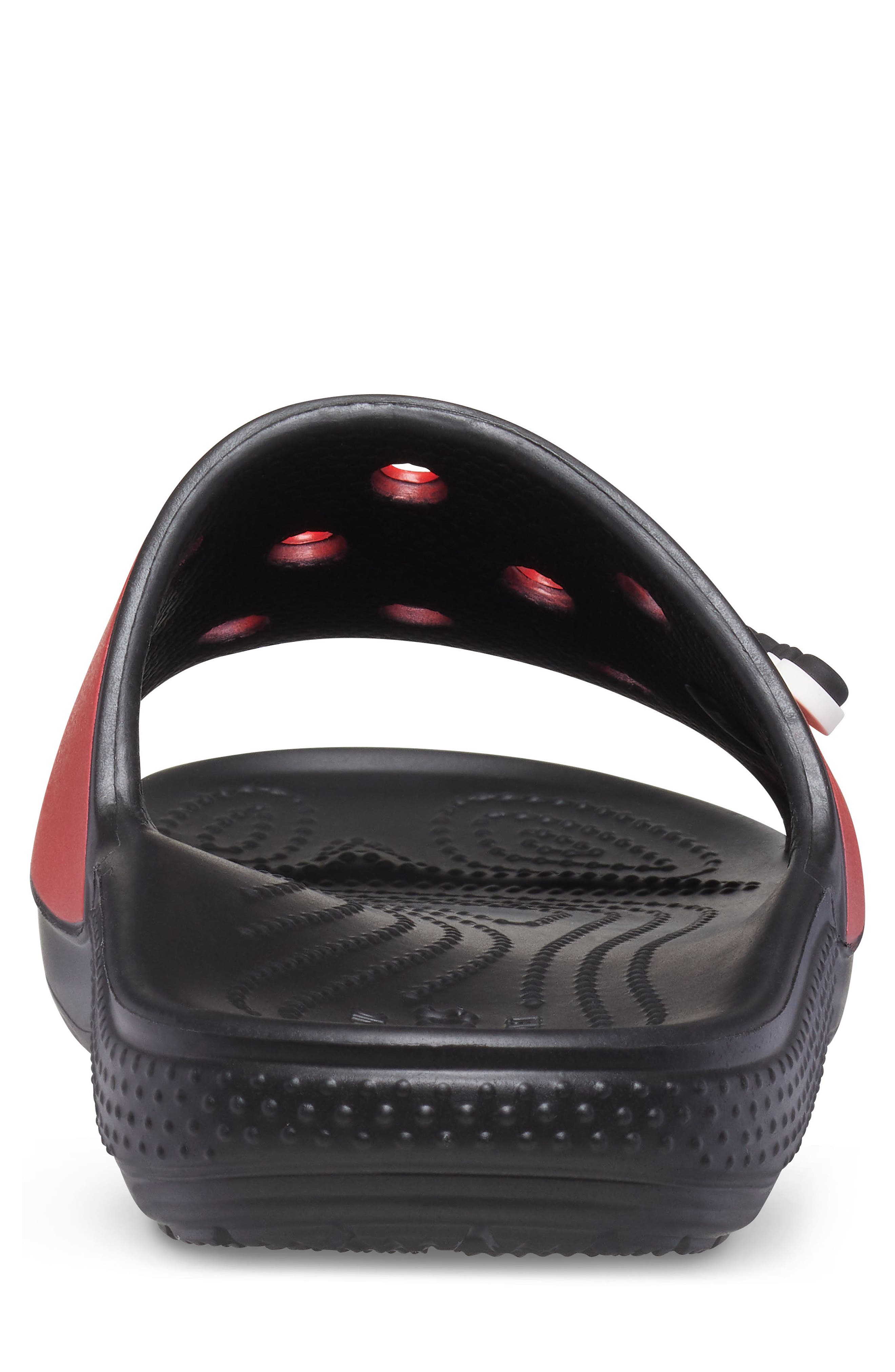 CROCS™ Classic Print Slide, Alternate, color, BLACK/ FLAME RED