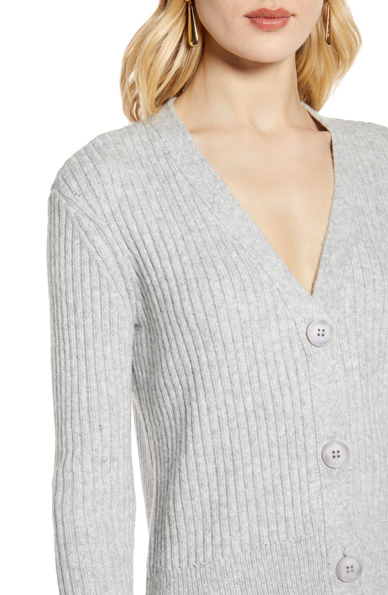 Halogen<sup>®</sup> Ribbed V-Neck Cardigan, Alternate, color, 