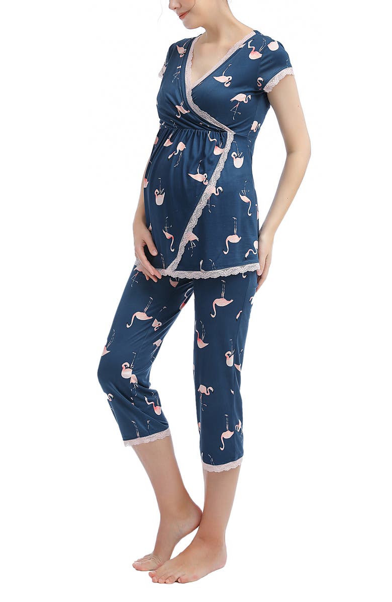 Kimi and Kai Kimi & Kai Addison Nursing/Maternity Pajamas, Alternate, color, Denim Blue