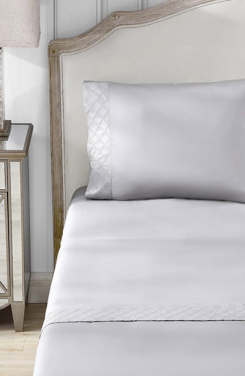 Pure Parima 500 Thread Count Egyptian Cotton Sateen Embroidered Hira Sheet Set, Alternate, color,