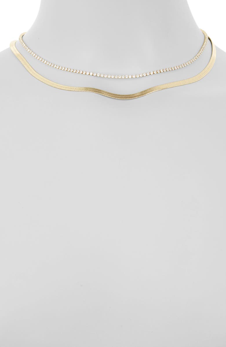 NORDSTROM RACK Cubic Zirconia & Herringbone Layered Necklace ...