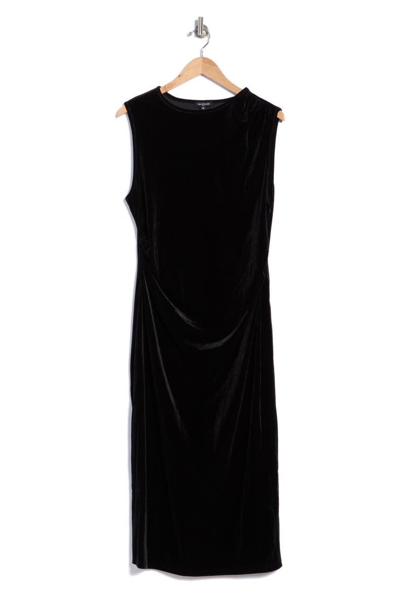 Velvet Draped Maxi Dress, Main, color, BLACK