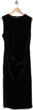 AREA STARS Velvet Draped Maxi Dress