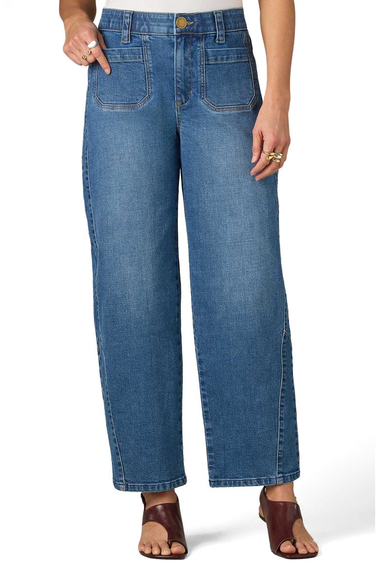 Skyrise Relaxed Barrel Leg Jeans, Main, color, MID BLUE