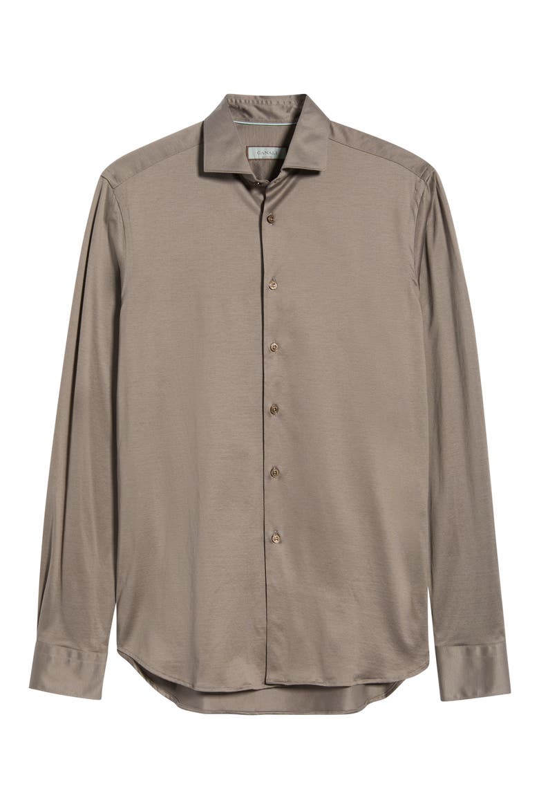 Regular Fit Cotton Jersey Shirt, Alternate, color, BROWN