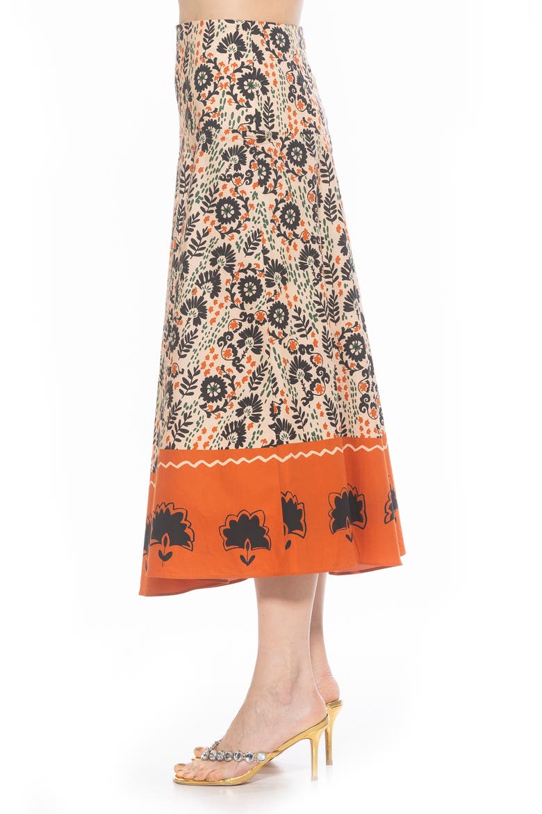 Hadley Stretch Cotton Midi Skirt, Alternate, color, BEIGE MULTI