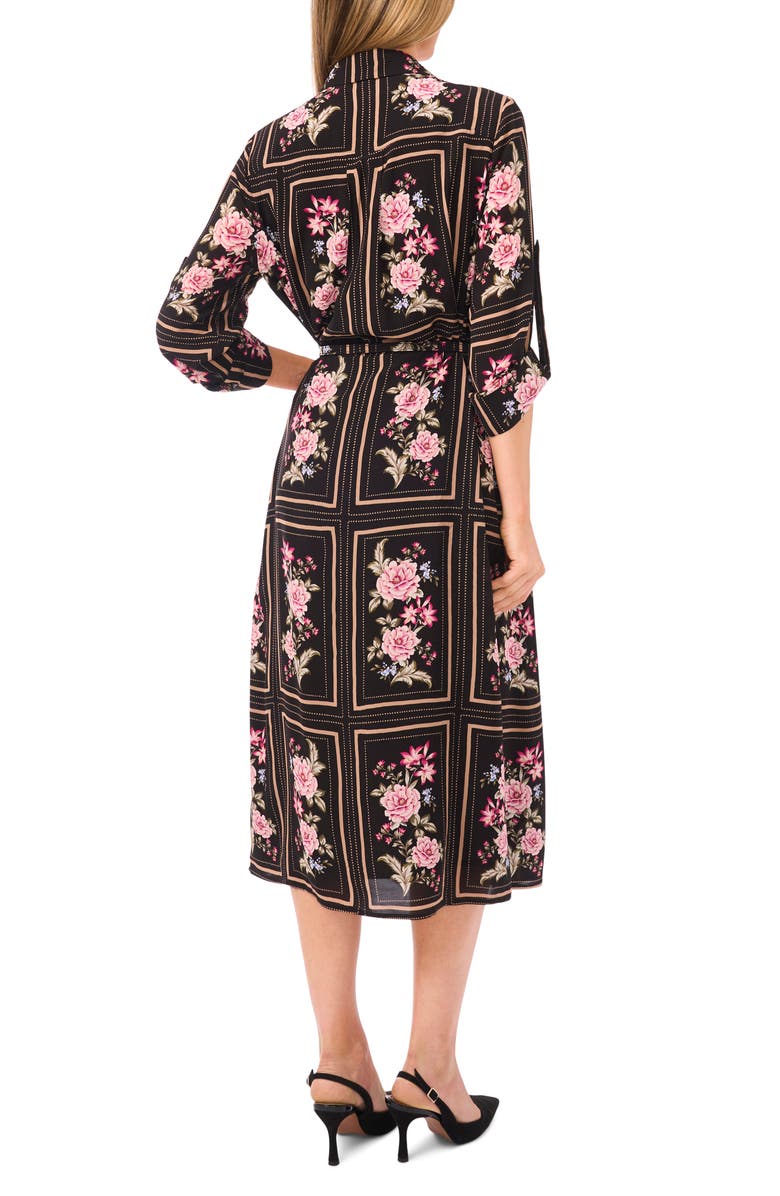 Ted Baker Mina Floral Print Midi Dress, Alternate, color, Rich Black