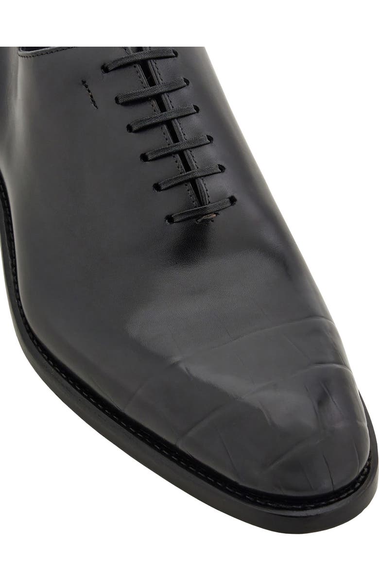 FERRAGAMO Angiolo Croc Embossed Wholecut Oxford, Alternate, color, Nero Nero Nero