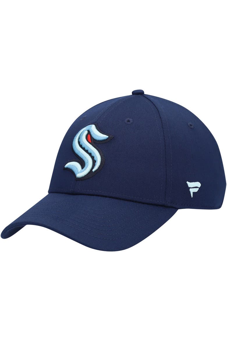 Men's Fanatics Branded Deep Sea Blue Seattle Kraken Core Adjustable Hat, Main, color, Navy
