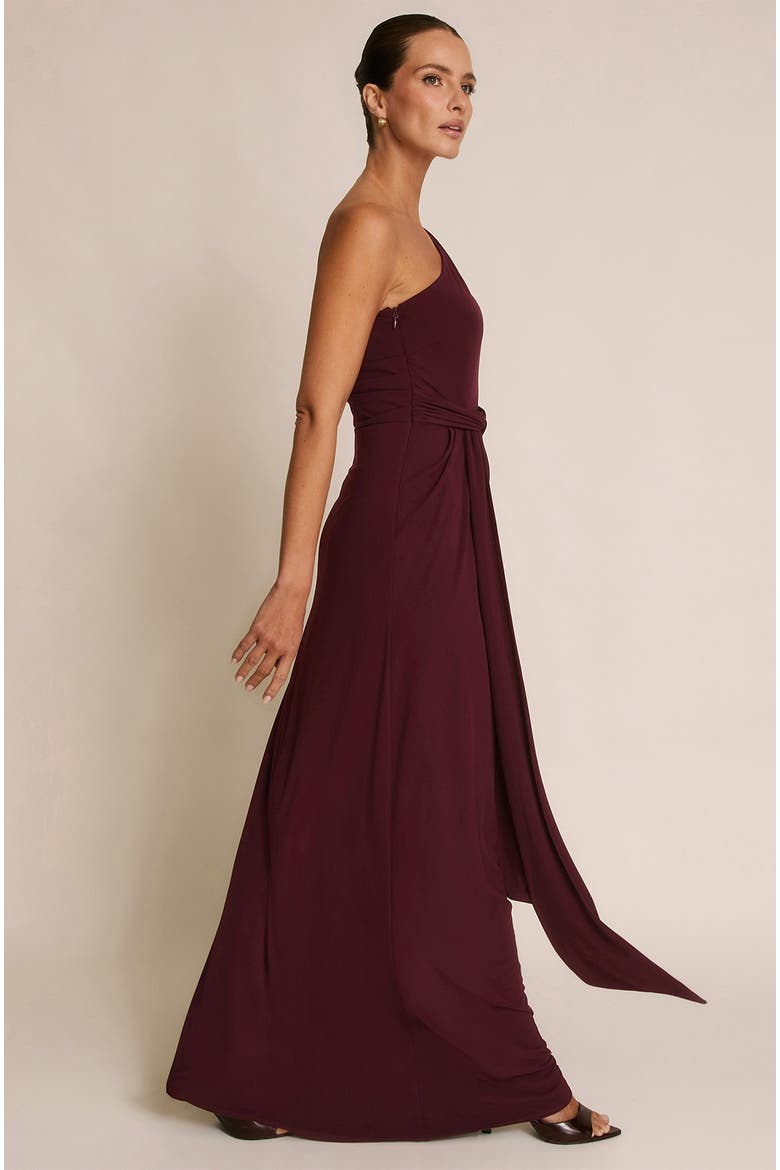 Andie One Shoulder Stretch Maxi Dress, Alternate, color, Merlot