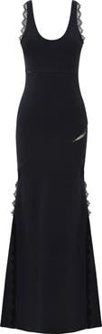PCFG Cotton Long Fitted Black Dress With Straps