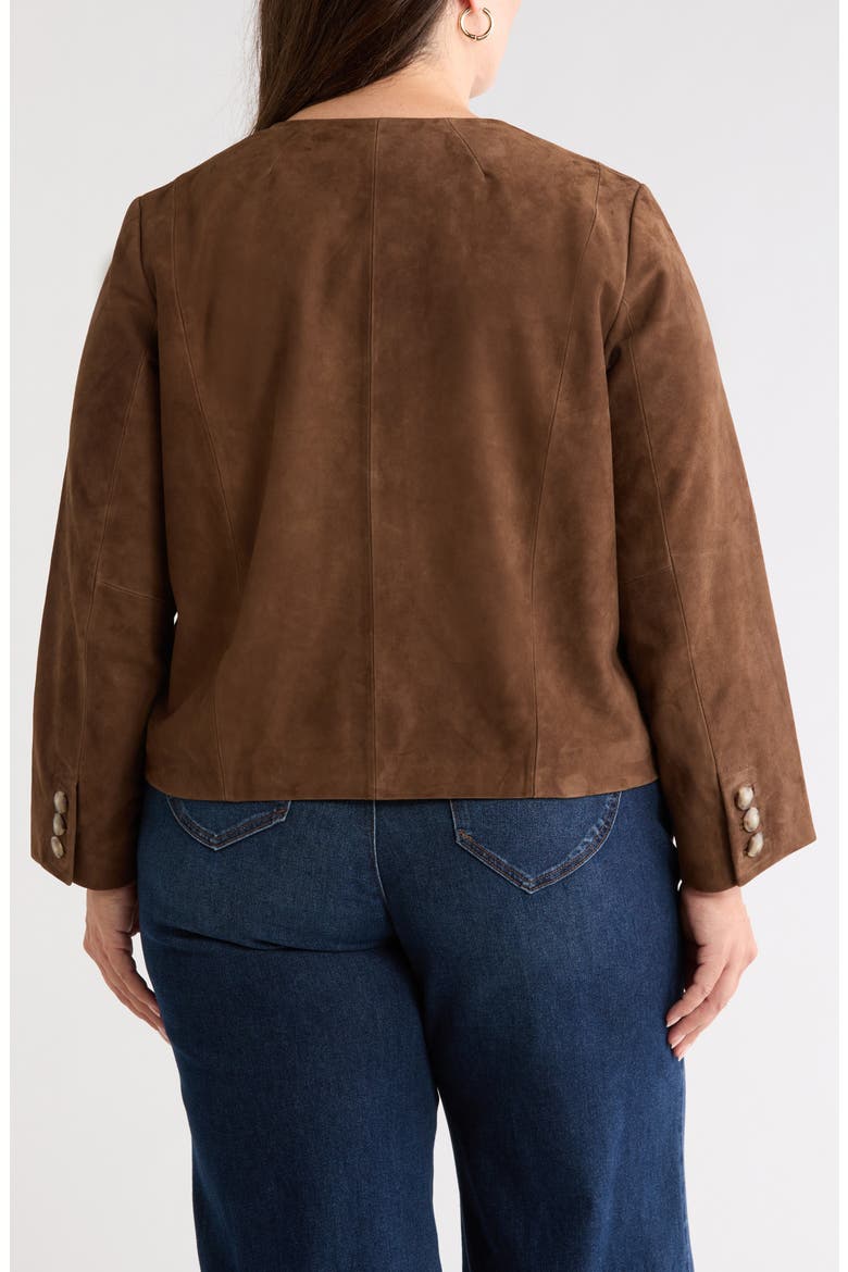 Suede Crop Button Front Jacket, Alternate, color, BROWN DRUM