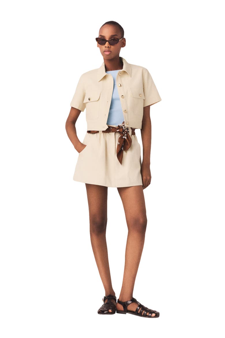 Short-sleeved cropped jacket, Alternate, color, Ecru