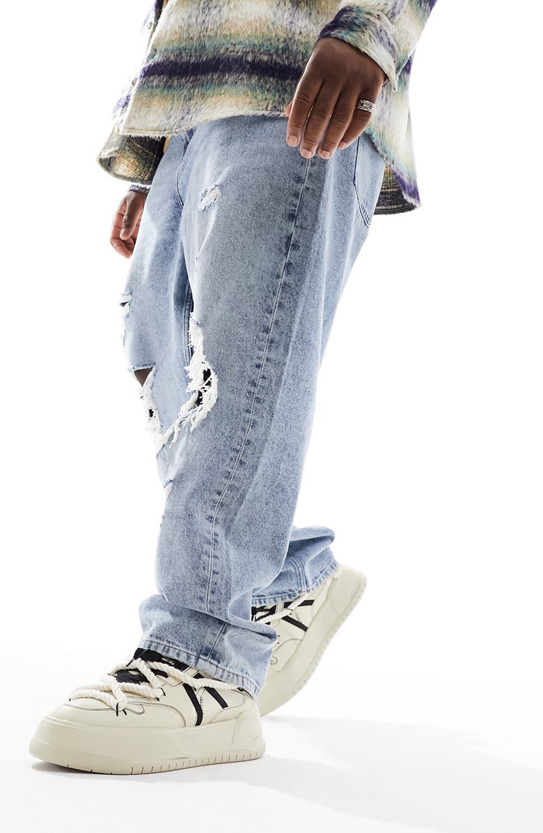 ASOS DESIGN Ripped Baggy Jeans, Alternate, color,