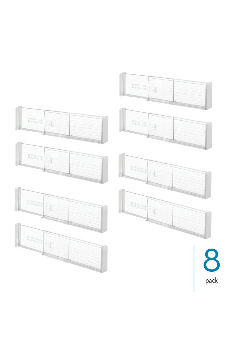 iDesign Plastic Adjustable Deep Drawer Dividers - Set of 8 - Clear, Alternate, color, Clear