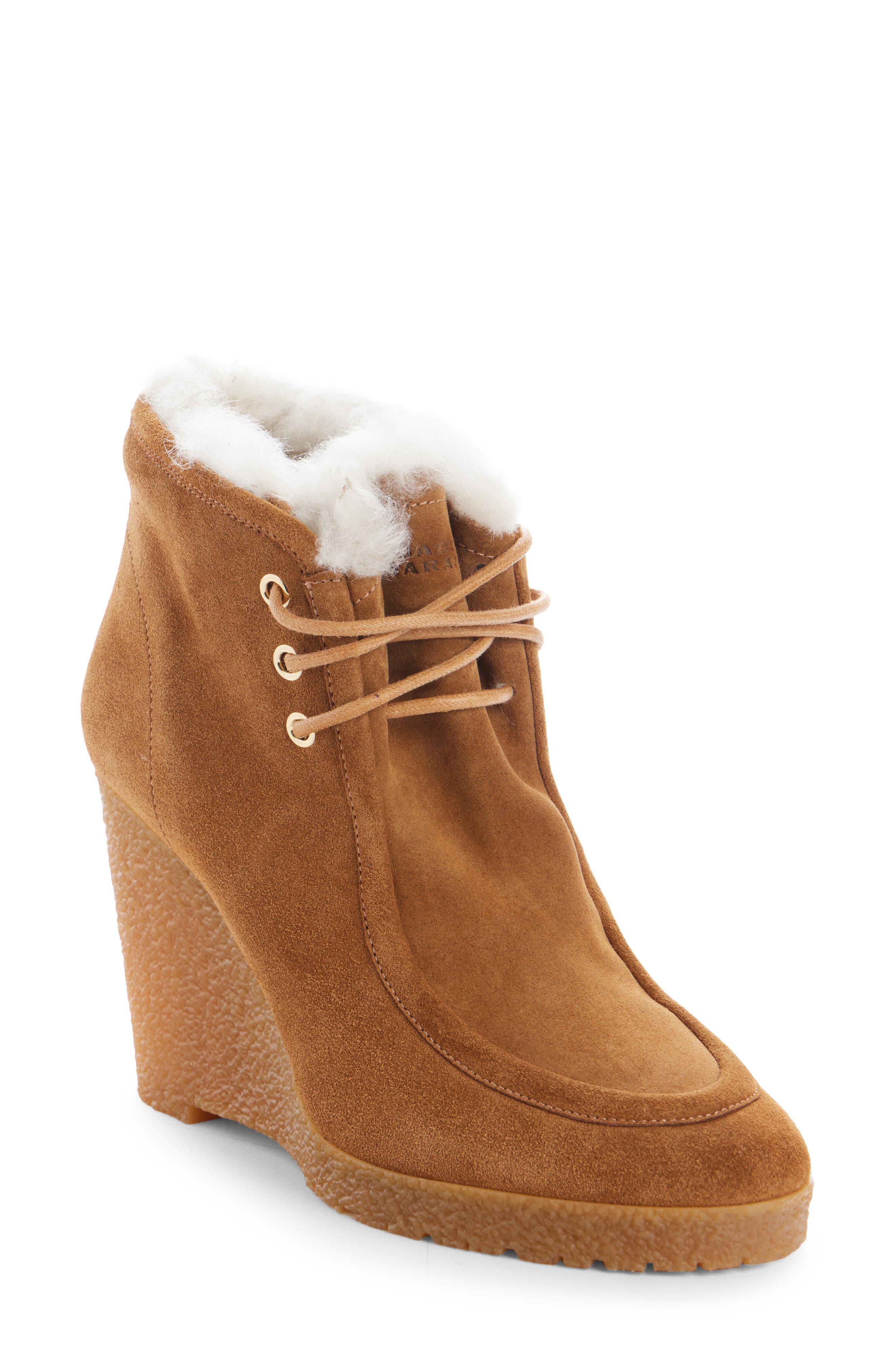 Cylia Genuine Shearling Bootie, Main, color, COGNAC