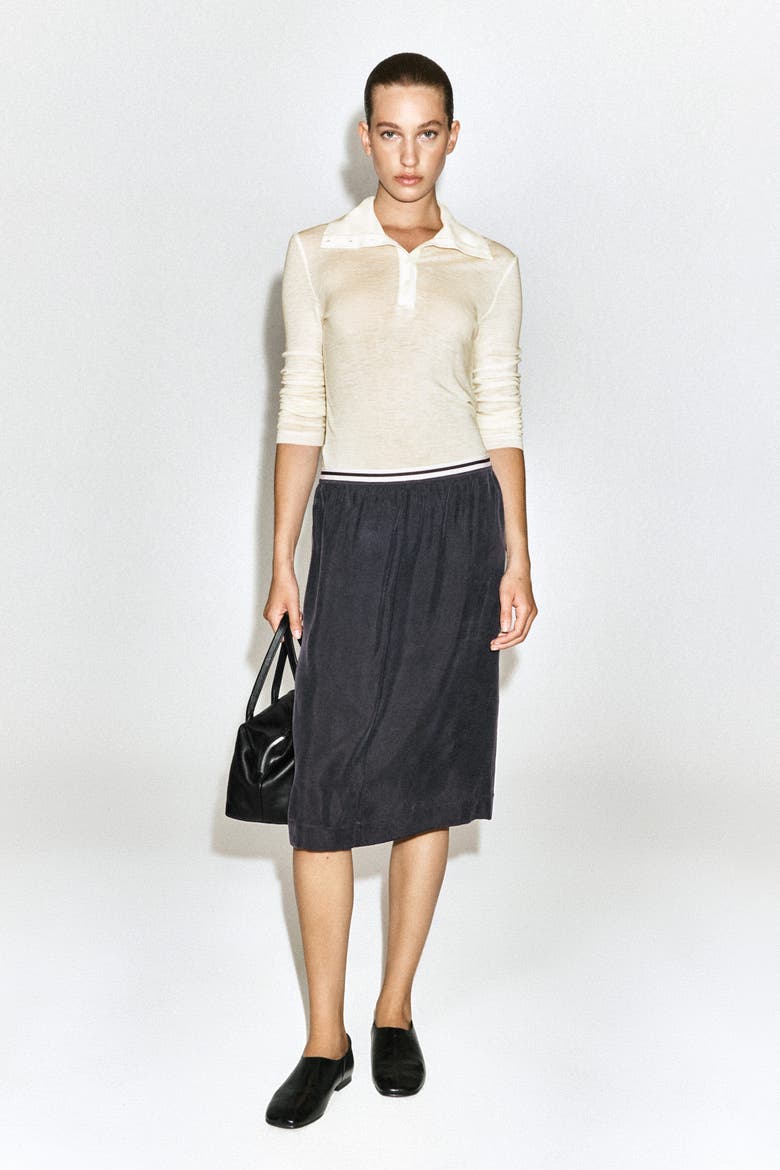 Contrast-Panel Pencil Skirt, Alternate, color, BLACK