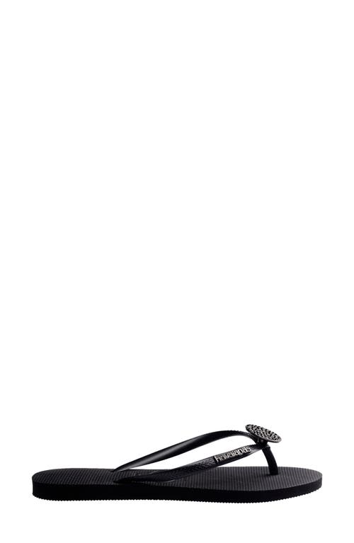 Havaianas Slim Crystal Flip Flop In Black