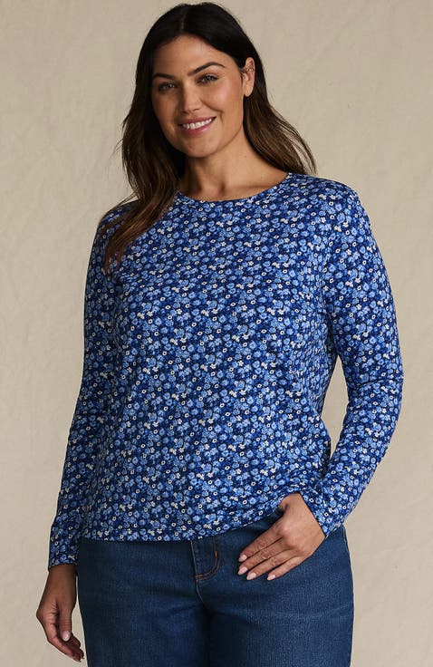 Plus Size Supima Cotton Long Sleeve Crewneck T-Shirt