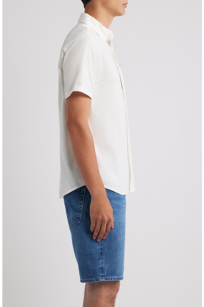 Sanford Oxford Short Sleeve Cotton Blend Button-Up Shirt, Alternate, color, OFF WHITE