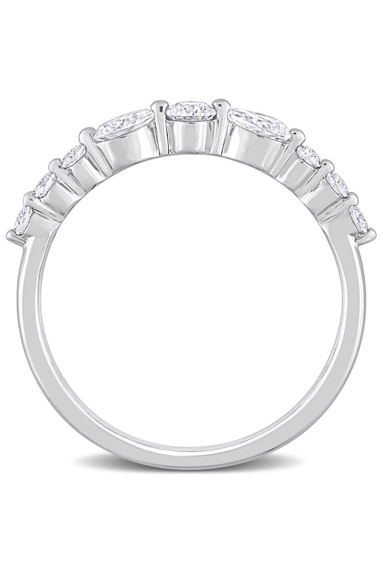 1/2CT DEW Moissanite Semi-Eternity Ring, Alternate, color, Sterling Silver