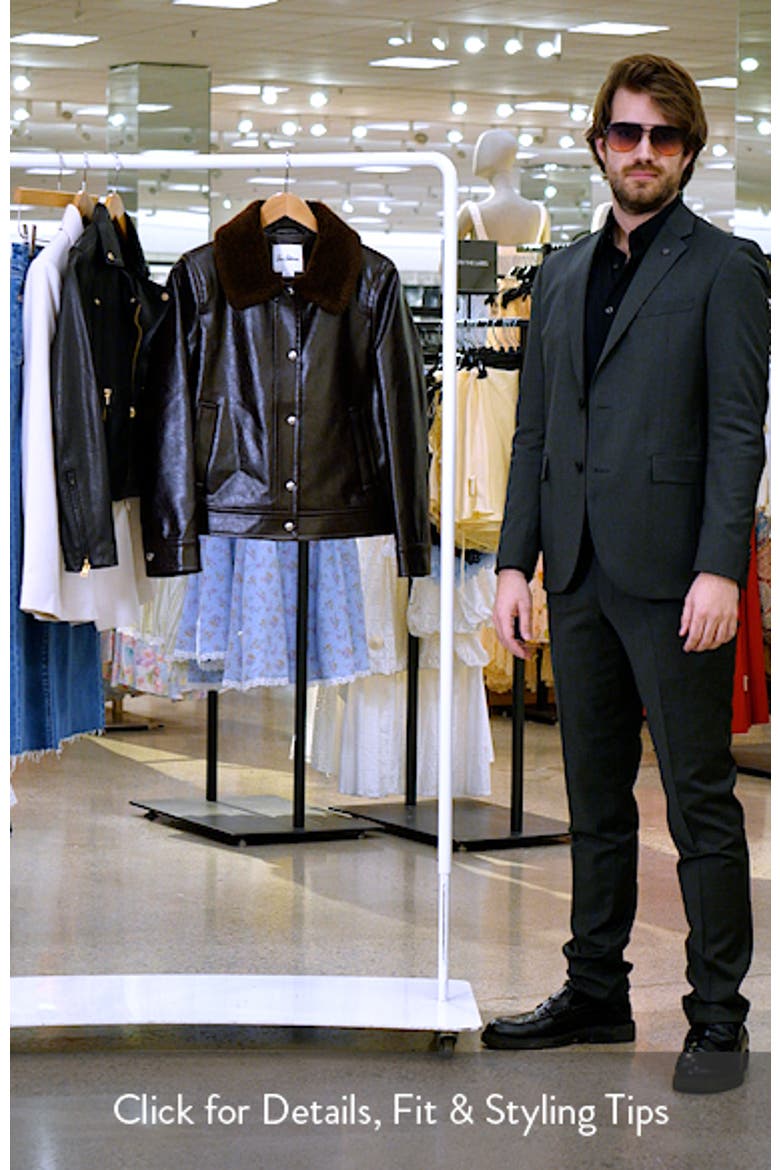 Slim Fit Faux Leather Jacket With Faux Fur Collar video