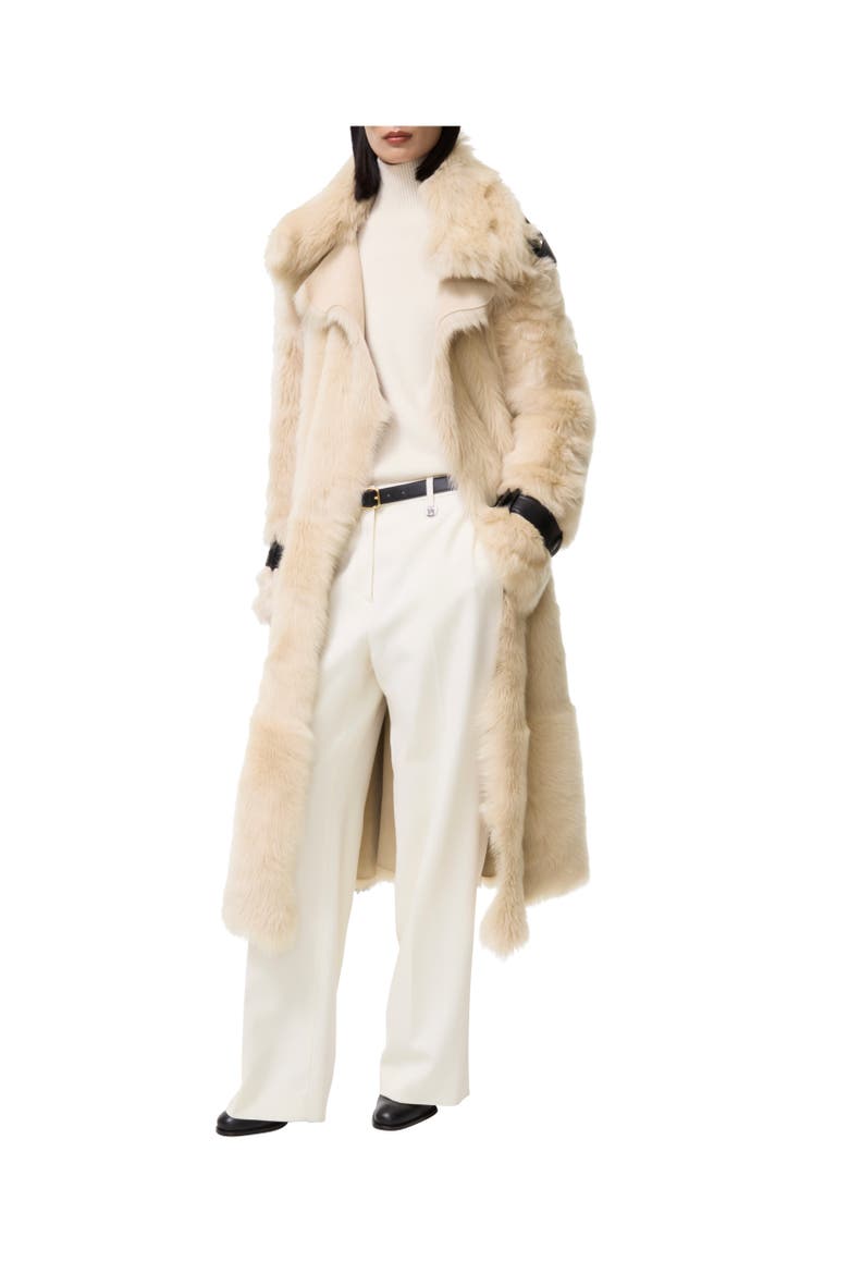 Long Shearling Linley Coat, Alternate, color, Ecru beige