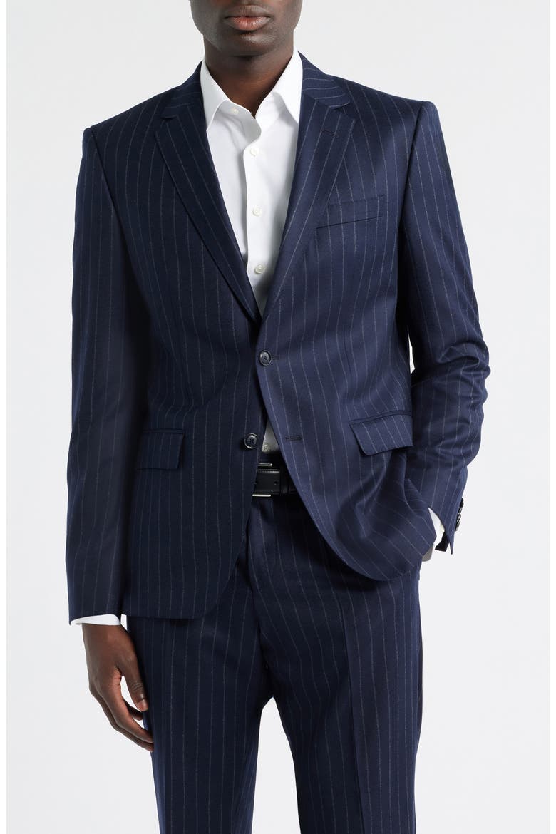 Huge Slim Fit Navy Pinstripe Wool Suit, Alternate, color, DARK BLUE