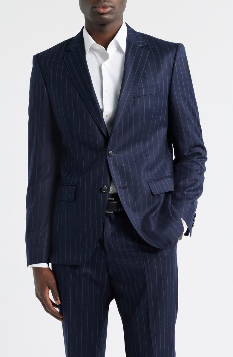 BOSS Huge Slim Fit Navy Pinstripe Wool Suit, Alternate, color, Dark Blue