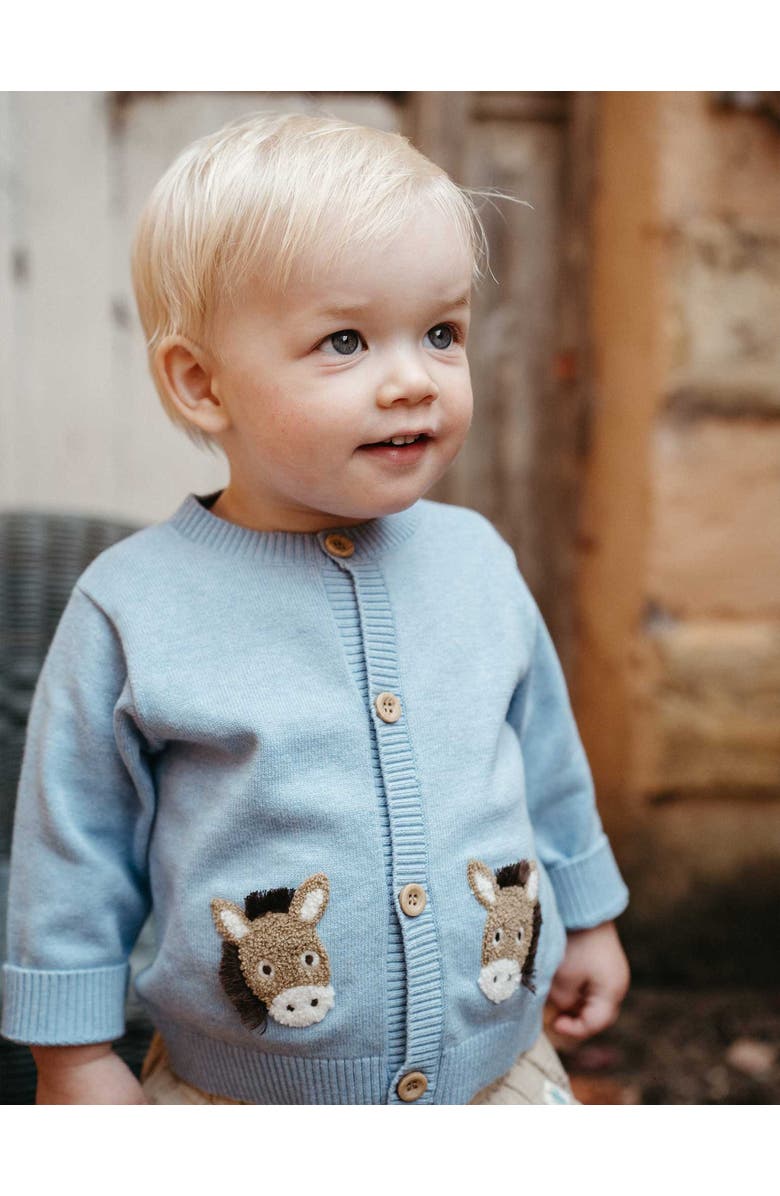 Purebaby Fiesta Friends Knit Cardigan Boys, Alternate, color, Caribbean Melange