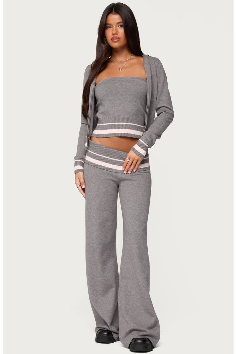 Kaliya Striped Foldover Pants, Alternate, color, GRAY-MELANGE