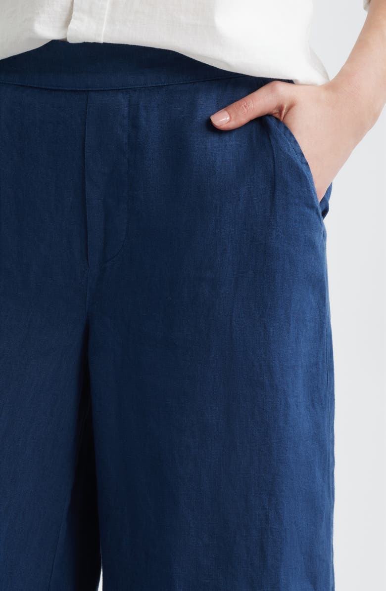 Frank & Eileen Maisie Wide Leg Crop Linen Pants, Alternate, color, Navy