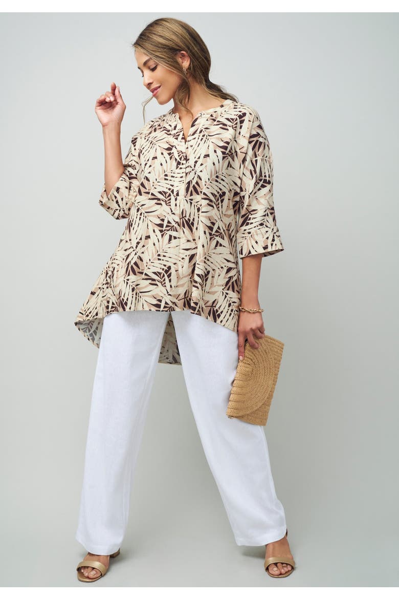 Hi-Low Linen Tunic, Alternate, color, OATMEAL
