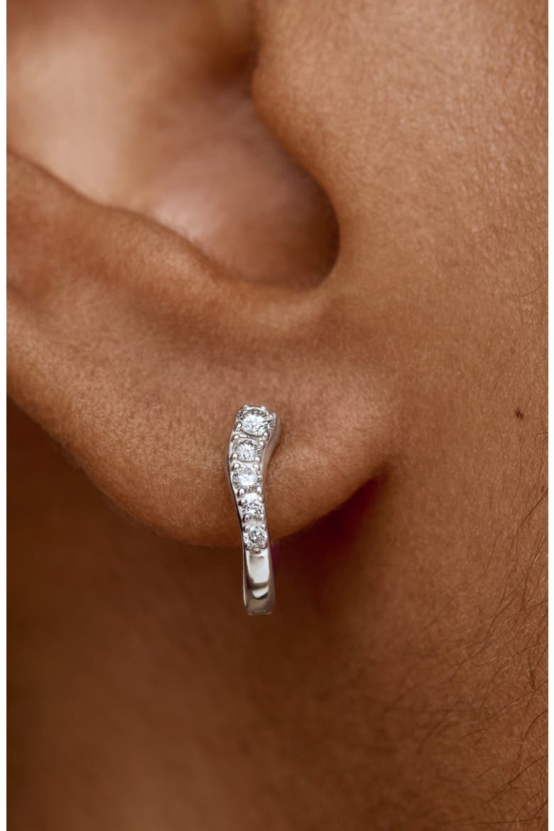 Riva Pavé Lab Grown Diamond Huggie Hoop Earrings, Alternate, color, STERLING SILVER