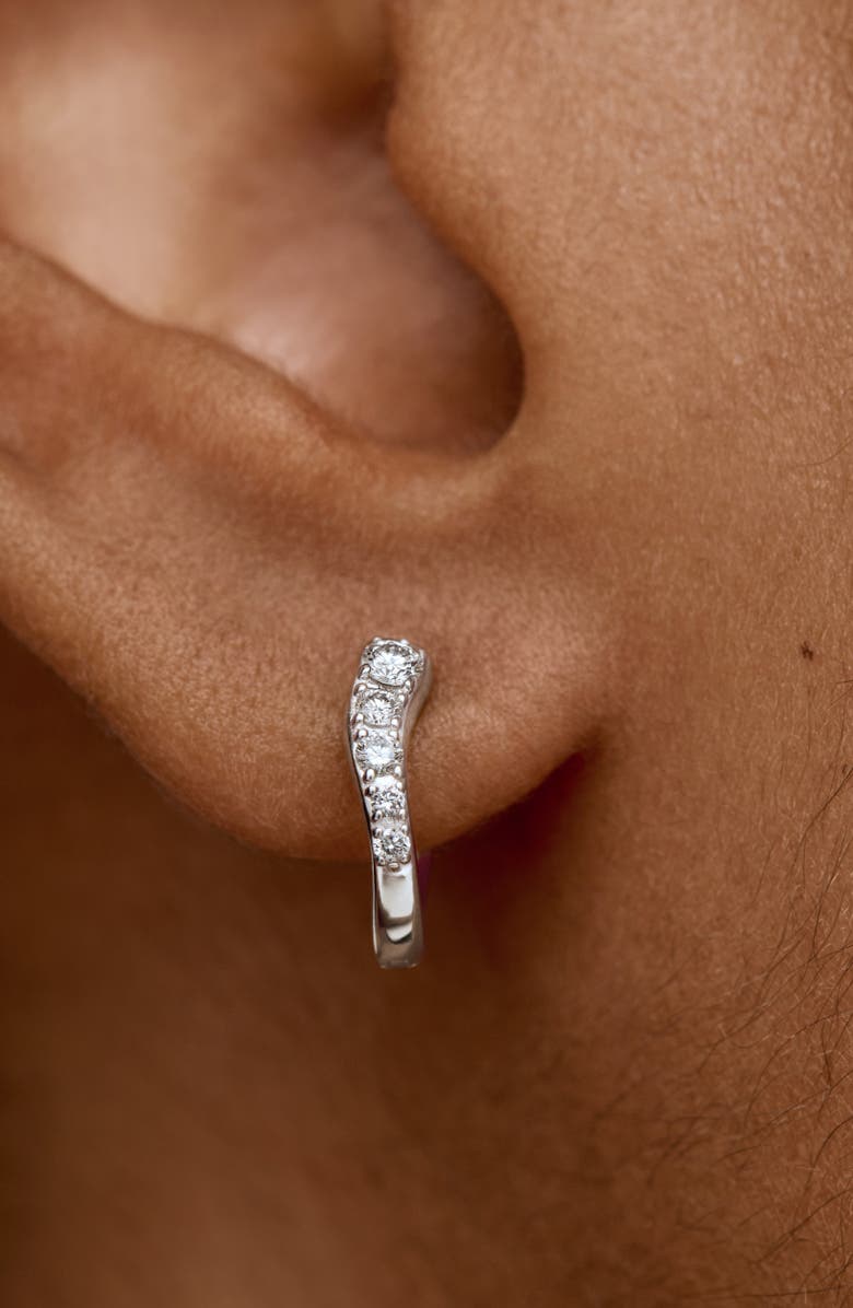 Monica Vinader Riva Pavé Lab Grown Diamond Huggie Hoop Earrings, Alternate, color, Sterling Silver