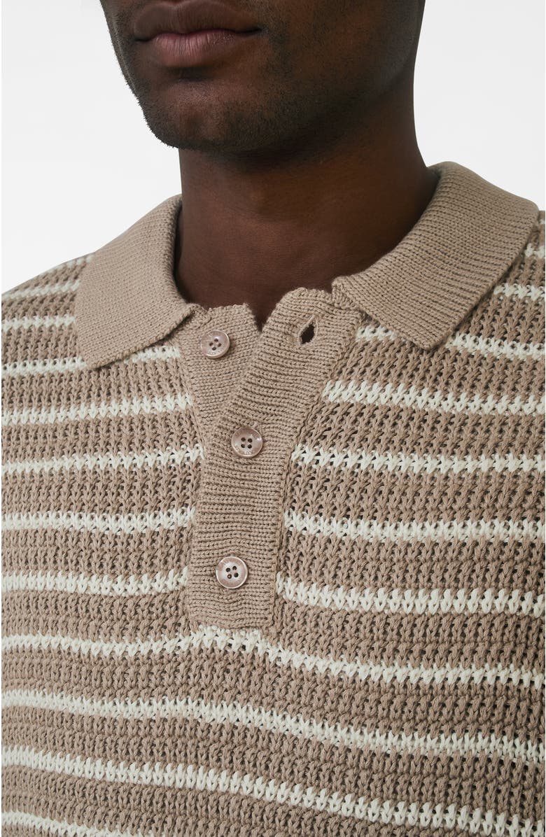 MAUVAIS Fontelina Button Placket Knit Stripe Polo, Alternate, color, Medium Beige