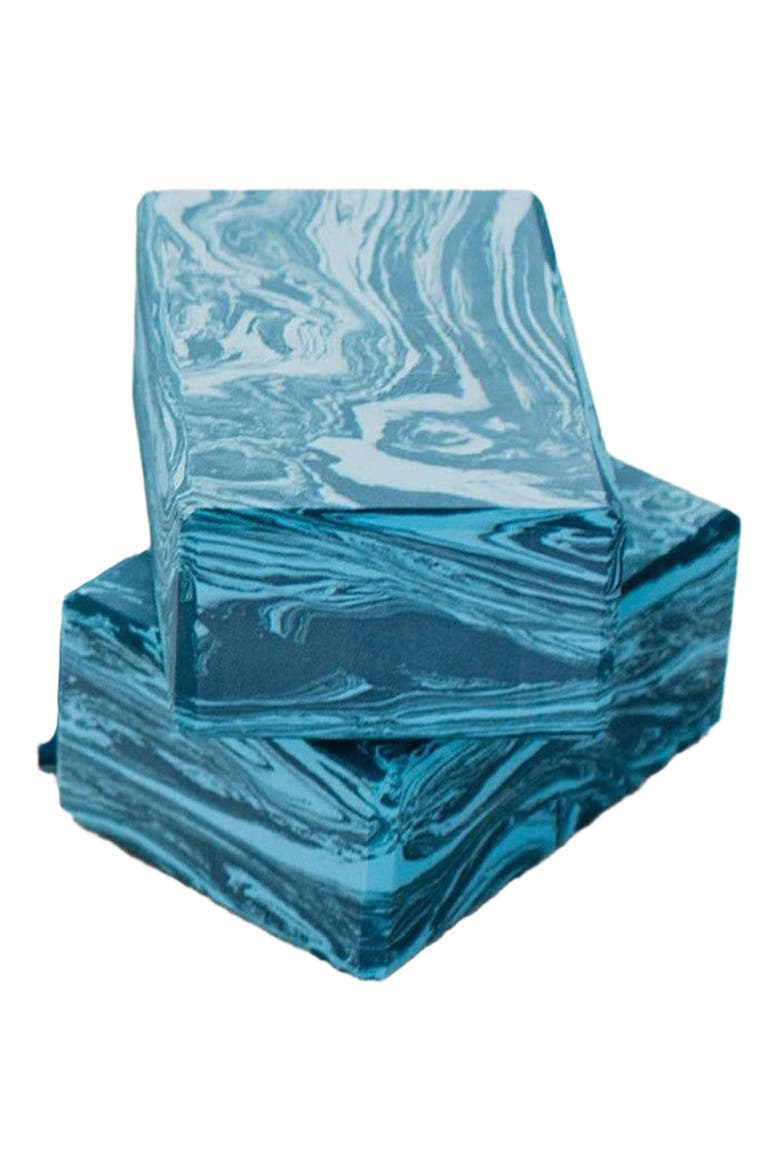 4 in. Marbled Foam Yoga Block, Alternate, color, Surf Blue