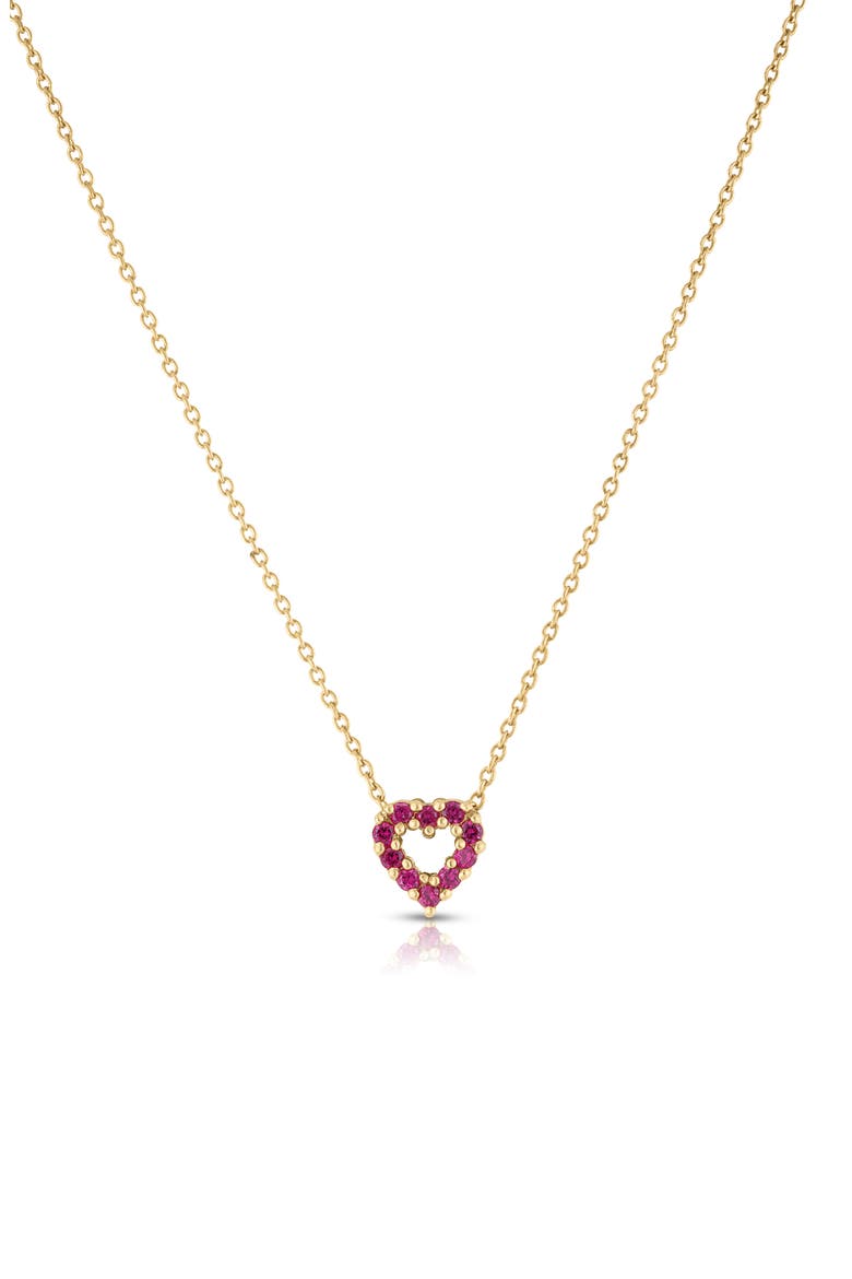 18K Gold Diamond & Ruby Pendant Necklace, Main, color, YELLOW GOLD