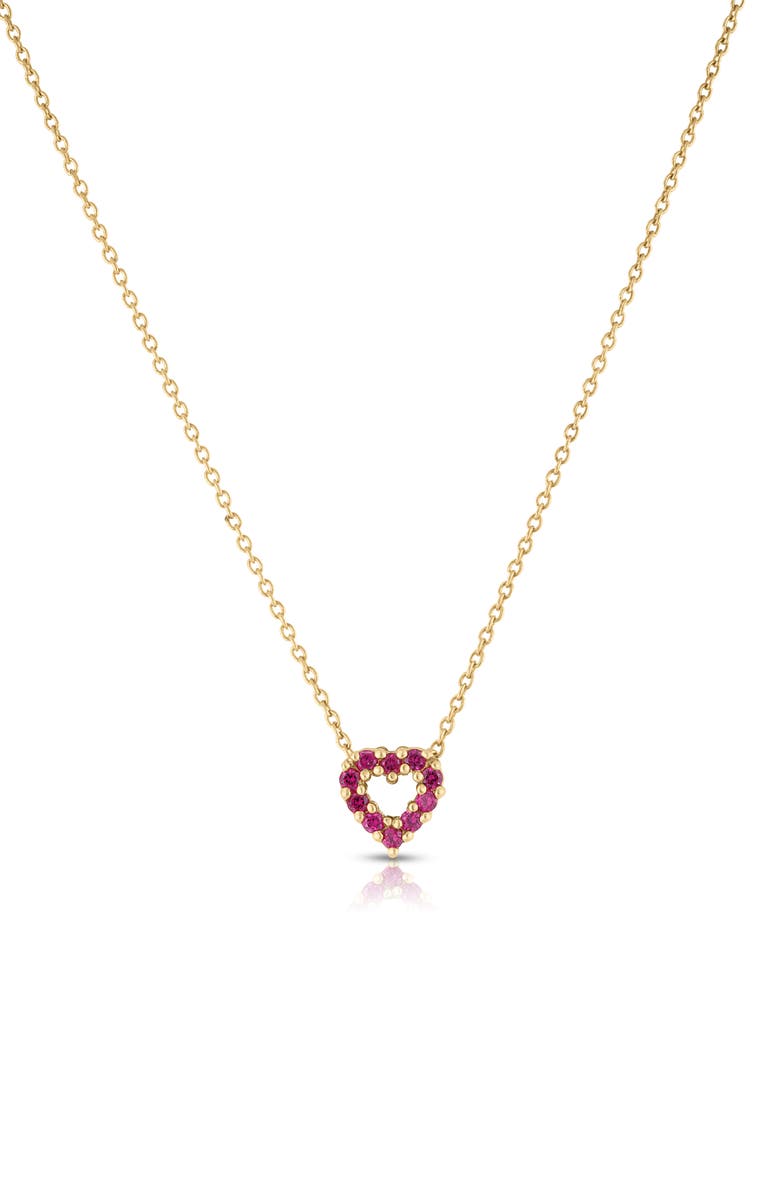 Roberto Coin 18K Gold Diamond & Ruby Pendant Necklace, Main, color, Yellow Gold