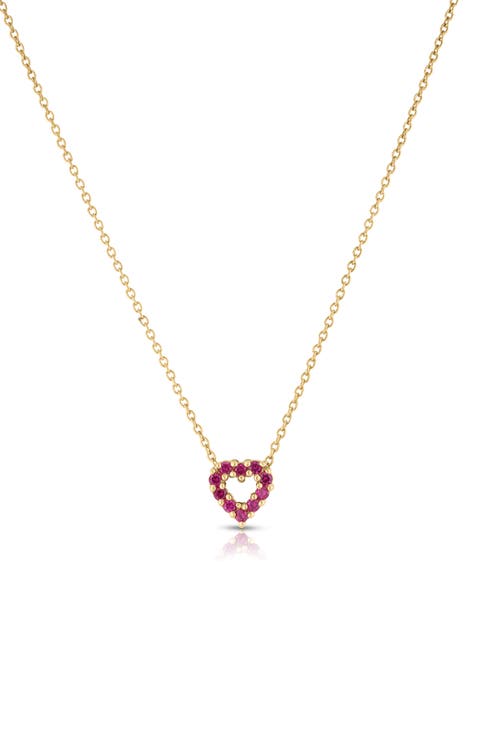 18K Gold Diamond & Ruby Pendant Necklace
