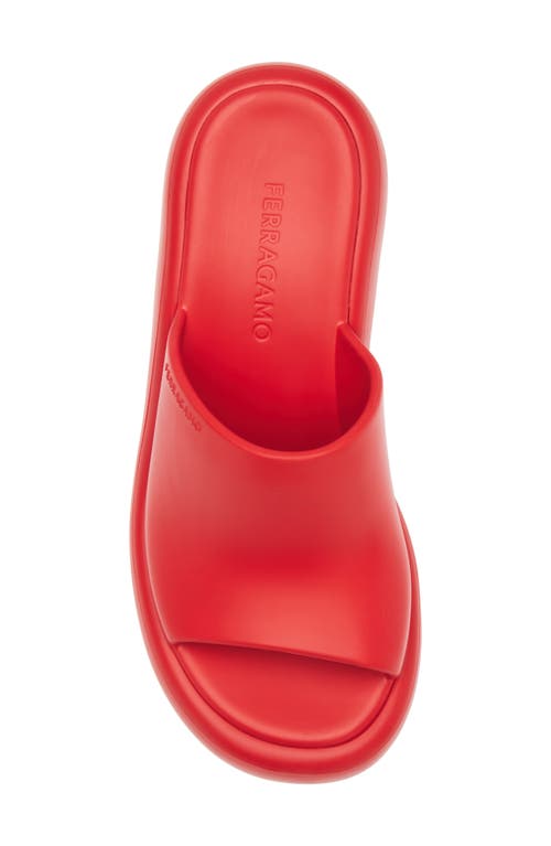 Ferragamo Platform Slide Sandal In Red